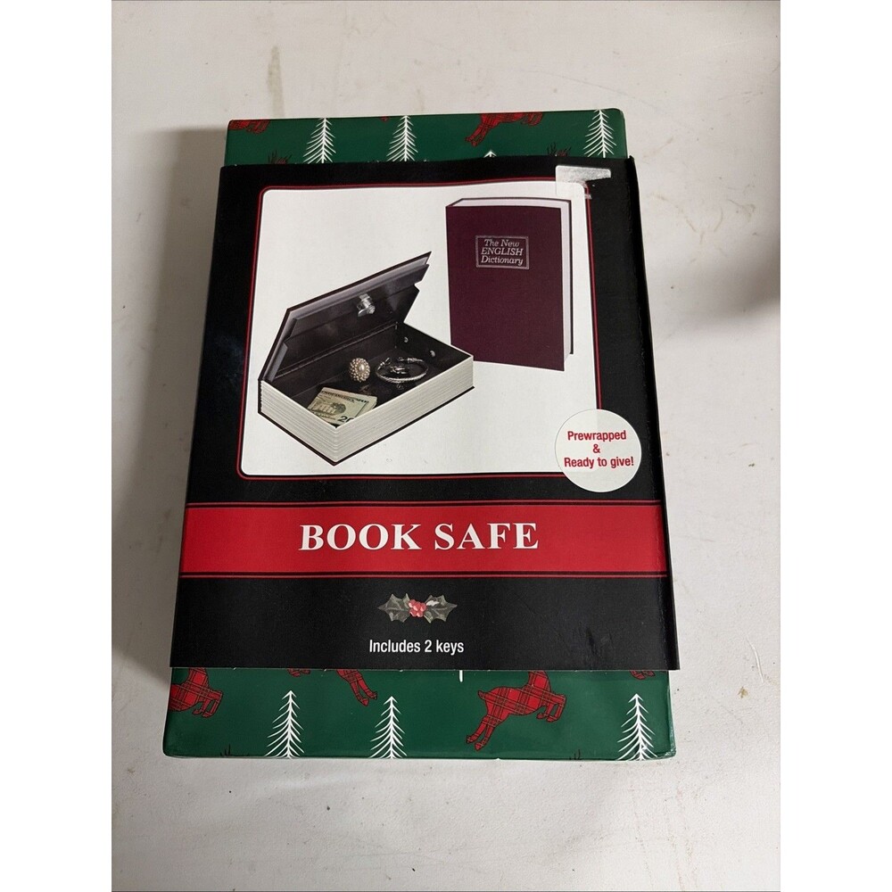 The New English Dictionary Secret Book Safe With Key Lock Burgundy